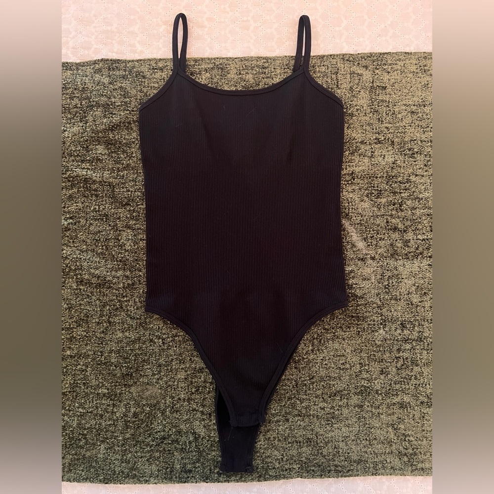 Black Ribbed Bodysuit Size Medium